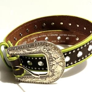 Nacona Rhinestone Women's Size S/22 Neon Green Belt Rodeo Western